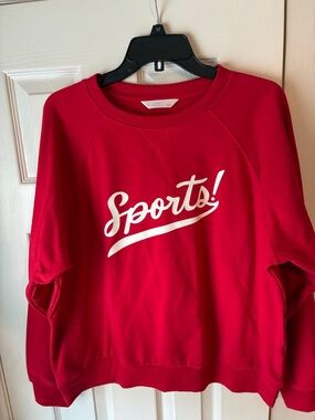 LC Red 'Sports!' Crewneck Sweatshirt large